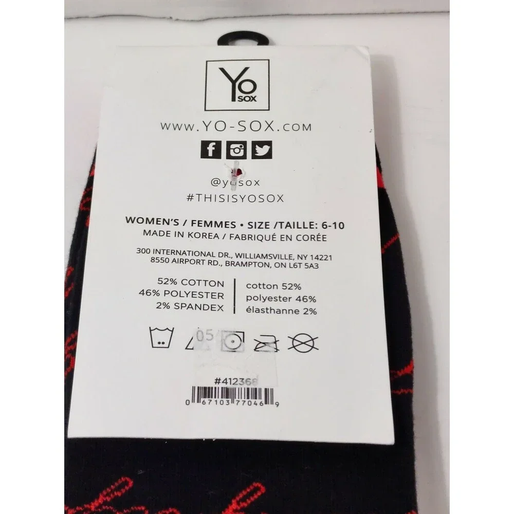 Yo Sox Naughty Black Red Women's Socks Size 6-10